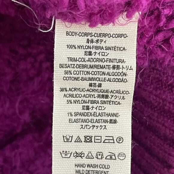 Free People Furry Time Hooded Jacket XS Cozy Sherpa Teddy Coat Zip Up Hot Pink - Picture 11 of 11